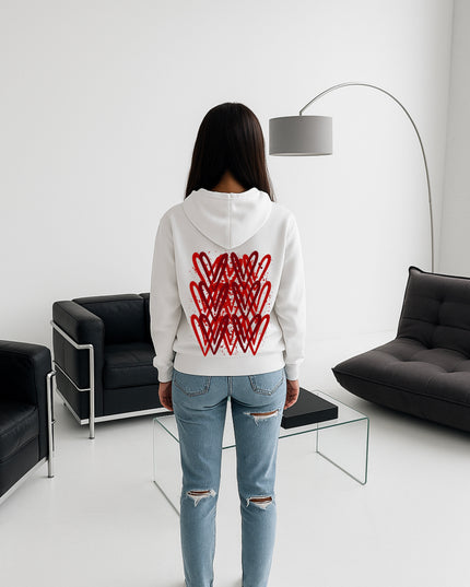 Red Heart Printed Hoodie