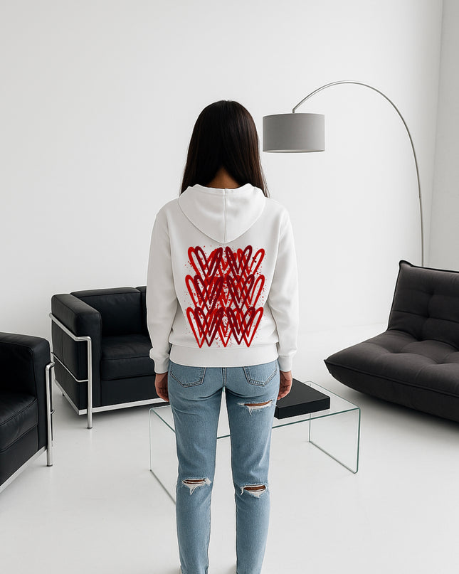 Red Heart Printed Hoodie