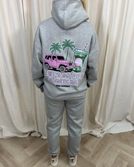 Let's Go For A Matcha Kids Hooded Tracksuit
