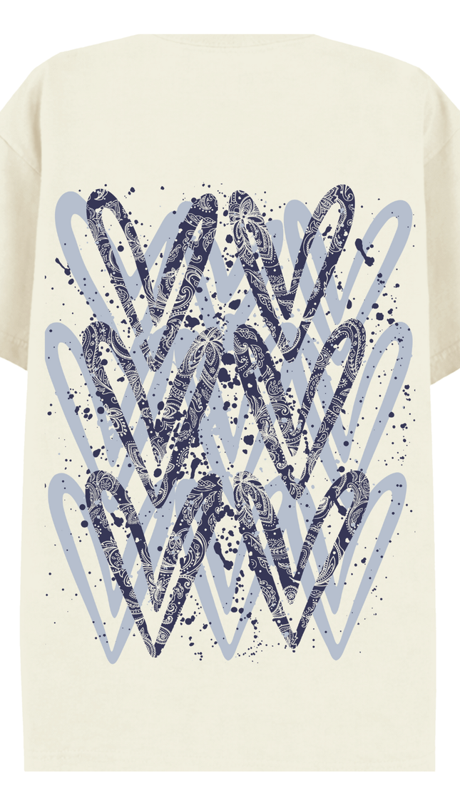 Navy Paisley Heart Printed T-shirt – additional view