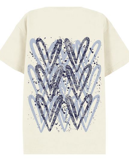Navy Paisley Heart Printed T-shirt Adult