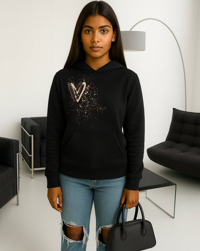 Beige/Brown Heart Printed Hoodie