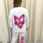 Miss Runway Pink Heart Graffiti Sweatshirt Tracksuit White