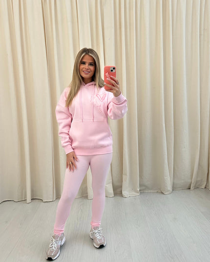 Pink Heart Printed Hoodie & Leggings Adults