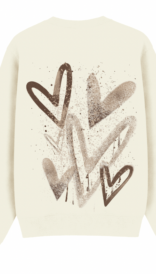 Brown Scatter Heart Printed Sweatshirt – additional view
