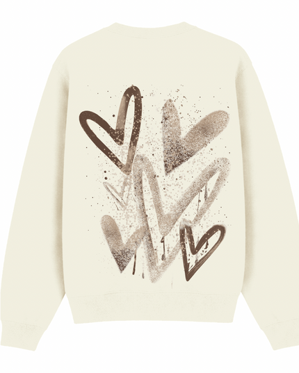 Brown Scatter Heart Printed Sweatshirt Adults