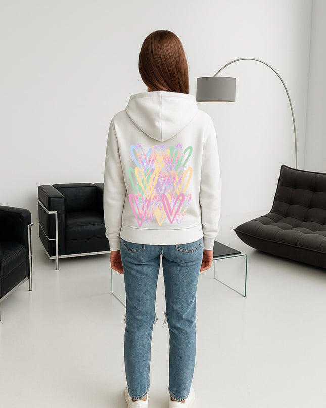 Pastel Leopard Heart Printed Hoodie
