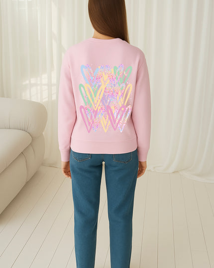 Pastel Leopard Heart Printed Sweatshirt