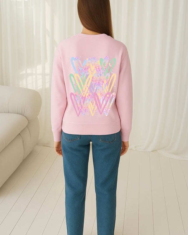 Pastel Leopard Heart Printed Sweatshirt