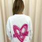 Miss Runway Pink Heart Graffiti Sweatshirt White