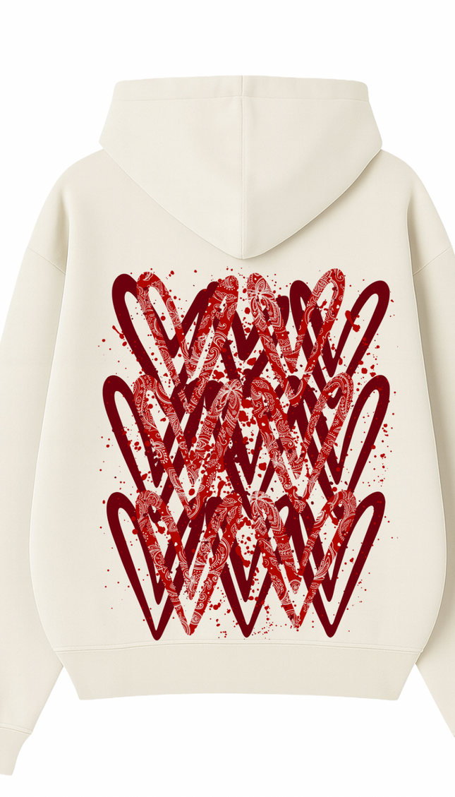 Red Paisley Heart Printed Hoodie – additional view