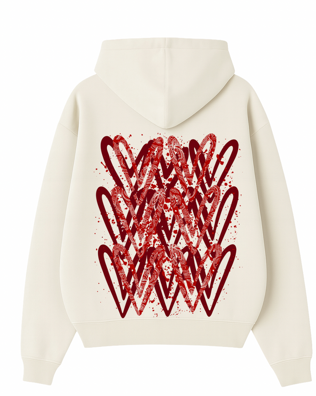 Red Paisley Heart Printed  Hoodie Kids