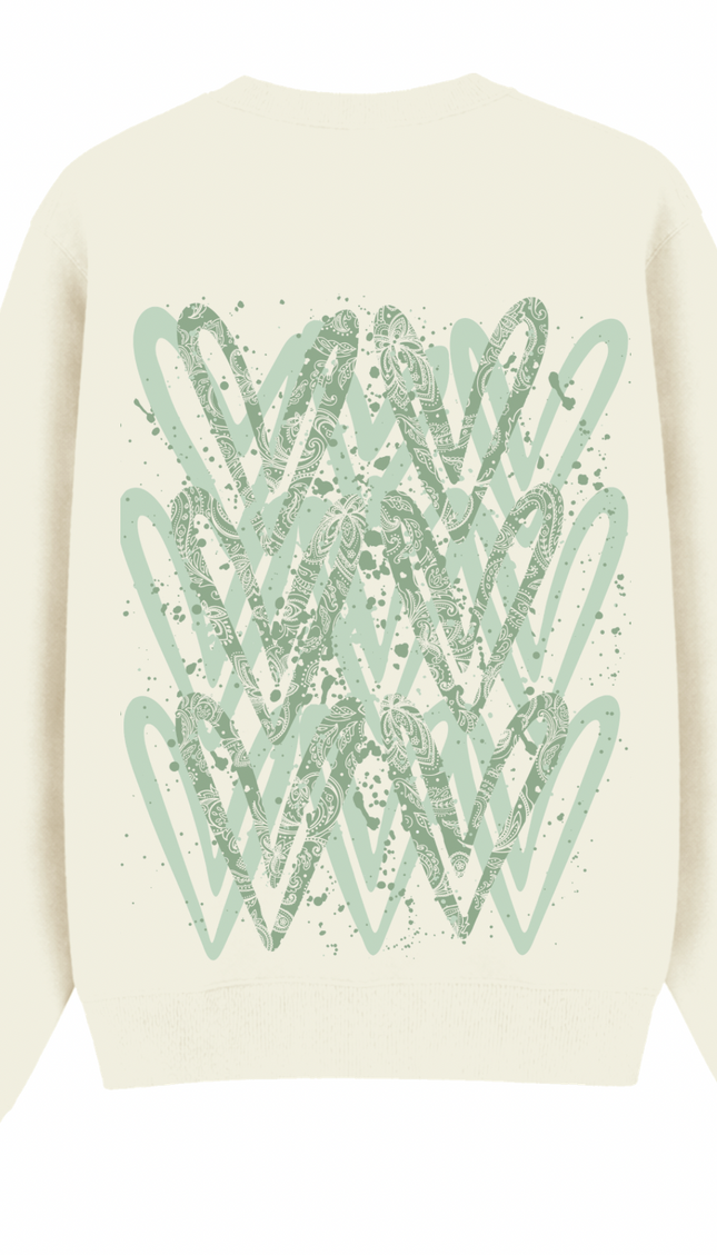 Sage Green Paisley Heart Printed Sweatshirt – additional view
