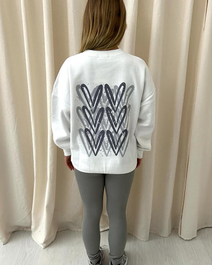 Grey Heart Printed Sweatshirt & Leggings Adults