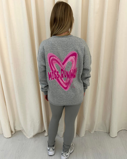Miss Runway Pink Heart Printed Sweatshirt & Leggings Adults