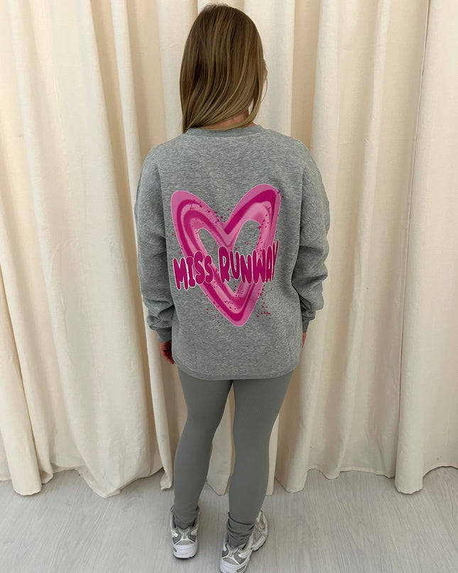 Miss Runway Pink Heart Printed Sweatshirt & Leggings Adults
