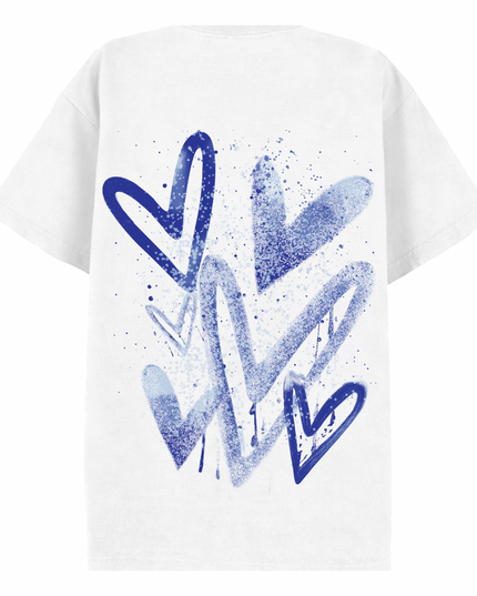 Royal Blue Scatter Heart Printed T-shirt Kids