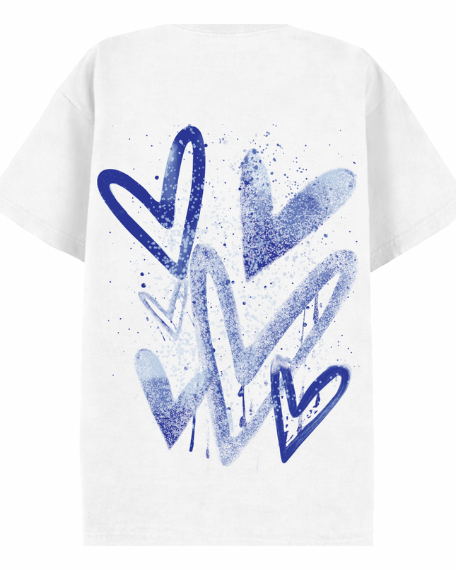 Royal Blue Scatter Heart Printed T-shirt Adult