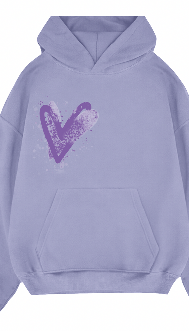 Lilac Scatter Heart Printed Hoodie – image 6