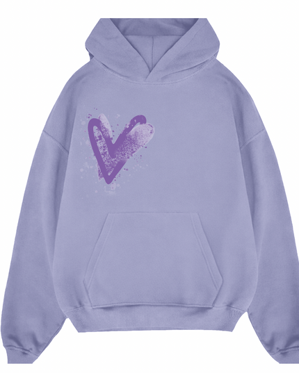 Lilac Scatter Heart Printed Hoodie Adults