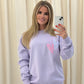 Miss Runway Pastel Heart Graffiti Sweatshirt Lilac