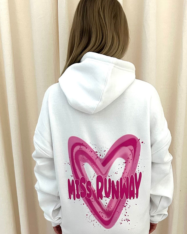 Miss Runway Pink Heart Printed Hoodie Kids