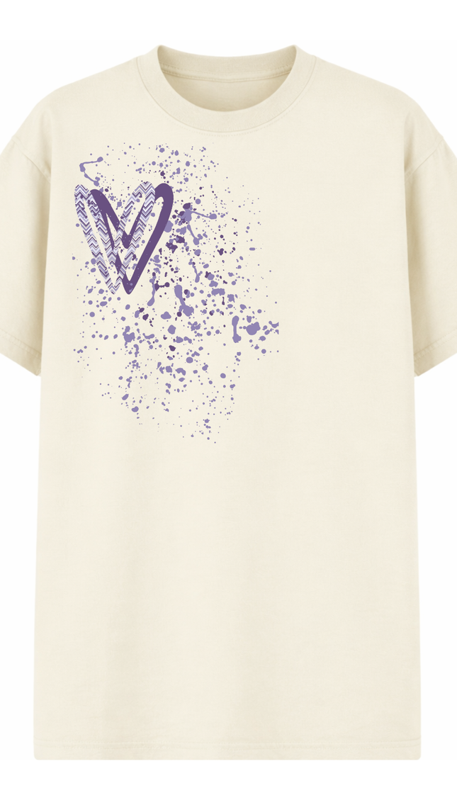 Lilac Zig Zag Heart Printed T-shirt – image 7