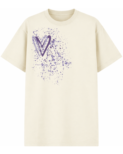 Lilac Zig Zag Heart Printed T-shirt Adult