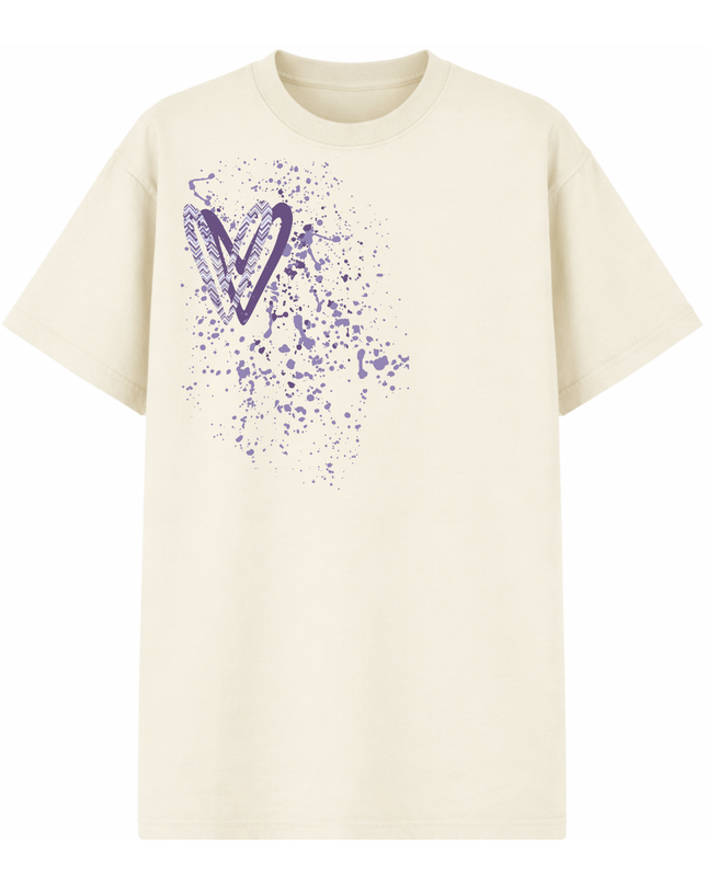 Lilac Zig Zag Heart Printed T-shirt Adult