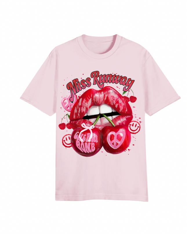 Miss Runway Cherry Lips Printed T-shirt Adult