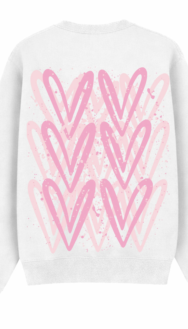Pink graffiti heart sweatshirt with spray paint effect print – women's sweatshirt by Miss Runway