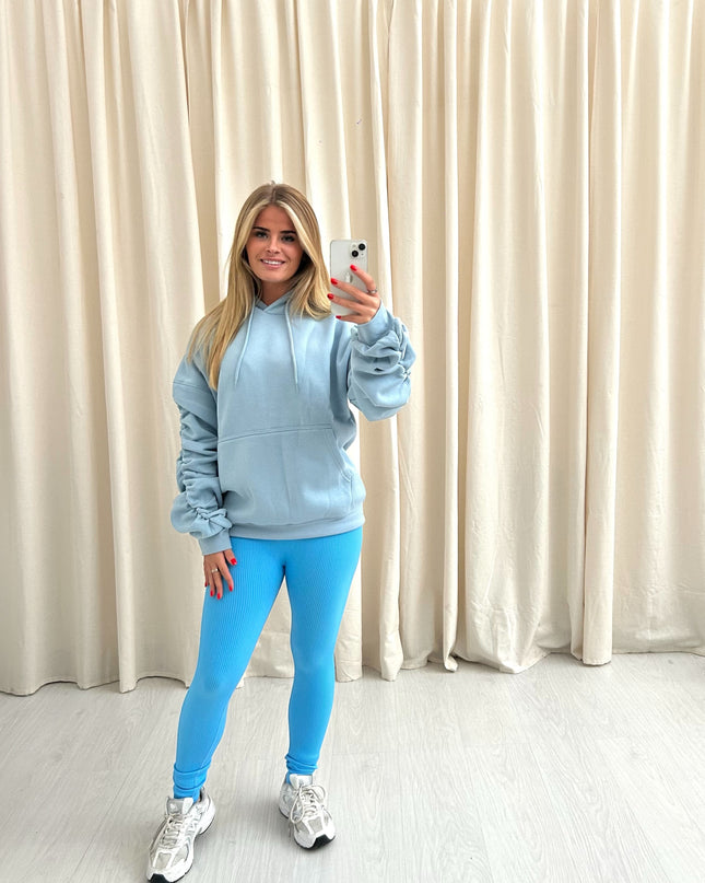 Ruched Hoodie Baby Blue