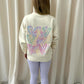 Pastel Leopard Heart Graffiti Sweatshirt Legging Set Cream