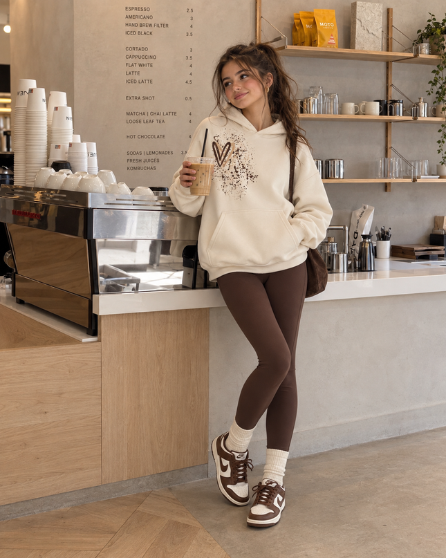 Graffiti Brown Heart Hoodie Cream/Brown – kids' hoodie by Miss Runway
