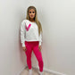 Hot Pink Hearts Cropped Sweatshirt & Legging Set