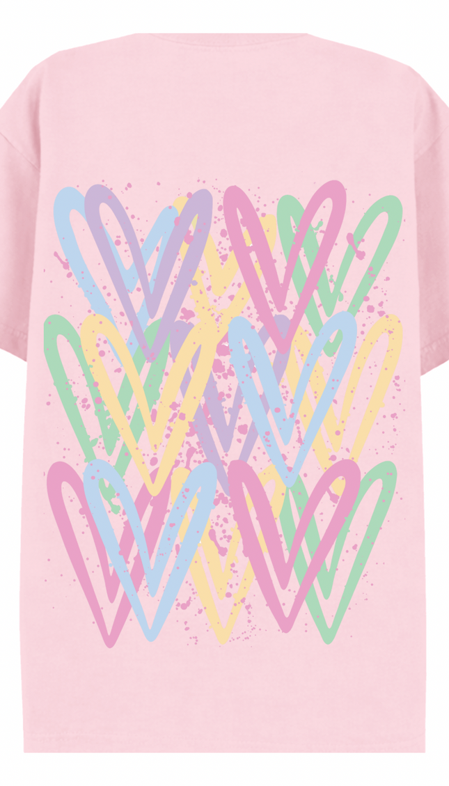 Pastel graffiti heart T-shirt with spray paint effect print – women's T-shirt by Miss Runway