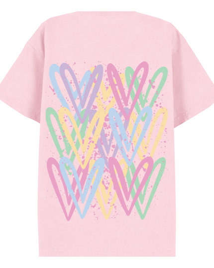 Pastel Heart Printed T-shirt Adult