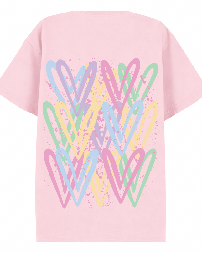 Pastel Heart Printed T-shirt Adult