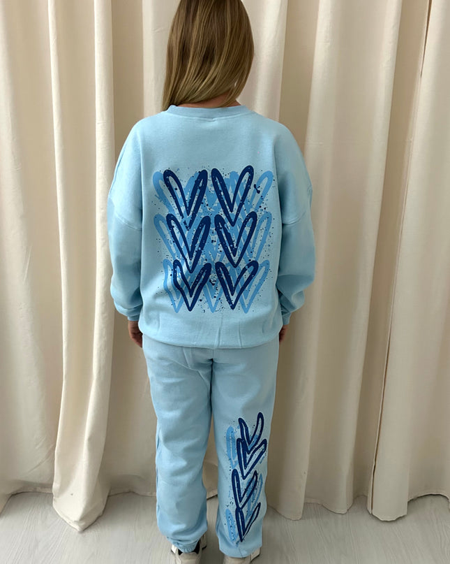 Royal Blue Heart Graffiti Sweatshirt Tracksuit Blue