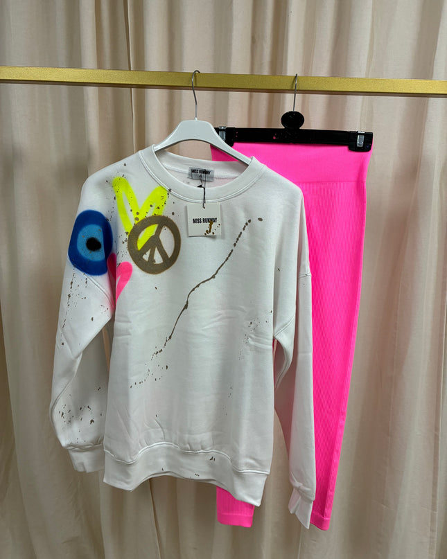 Neon Heart, Gold Peace Sweatshirt Legging Set Adults