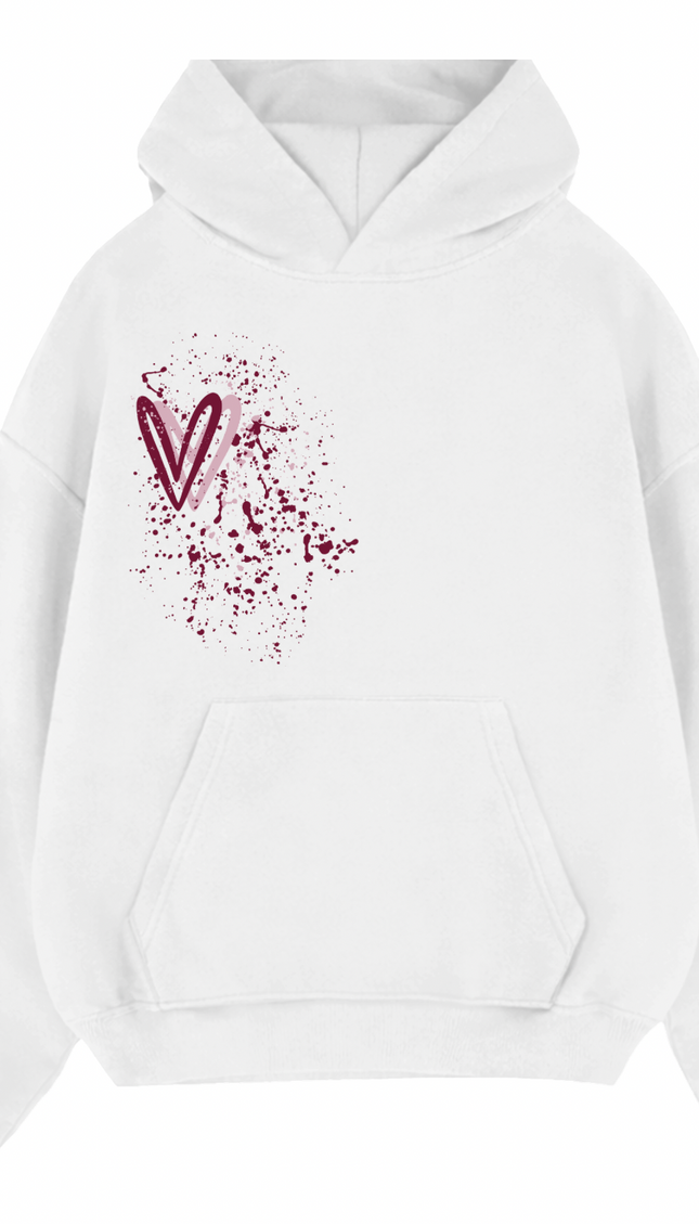 Burgundy Heart Printed Hoodie – image 8
