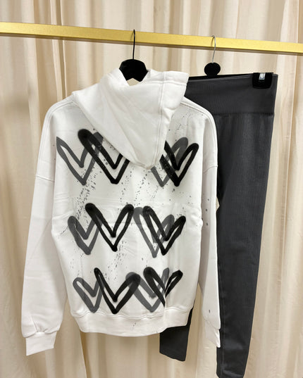 Charcoal Hearts Spray Painted Hoodie & Leggings Adults