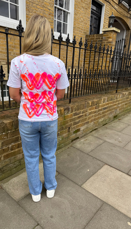 Neon Pink & Orange Heart T-Shirt
