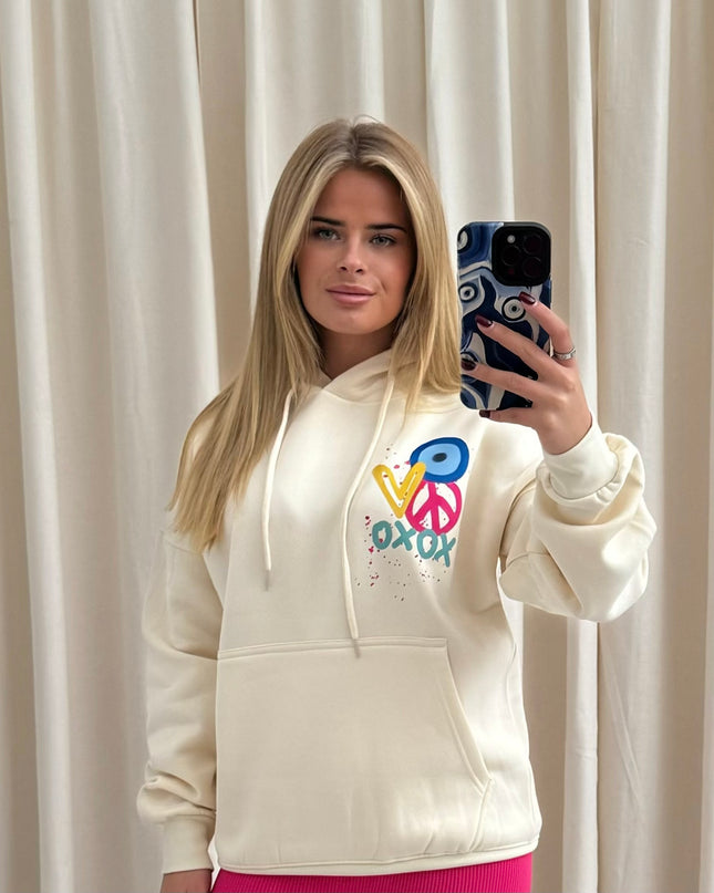 XOXO Graffiti Hoodie Cream