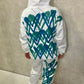 Teal Heart Sprayed White Hooded Tracksuit