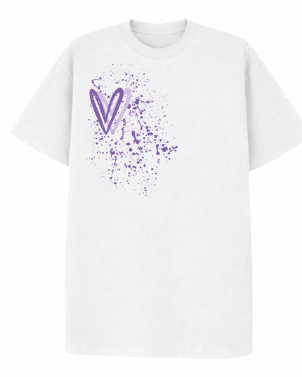 Lilac Heart Printed T-shirt Adult