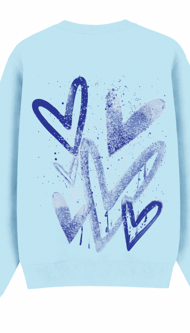 Royal Blue Scatter Heart Printed Sweatshirt – additional view