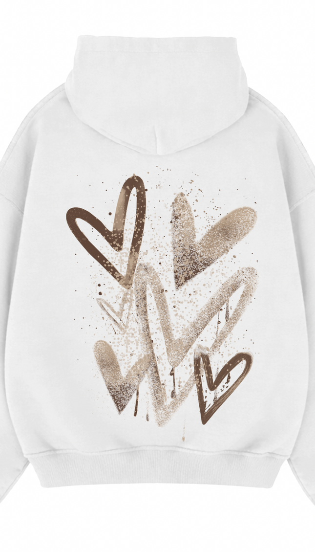Brown Scatter Heart Printed Hoodie – additional view