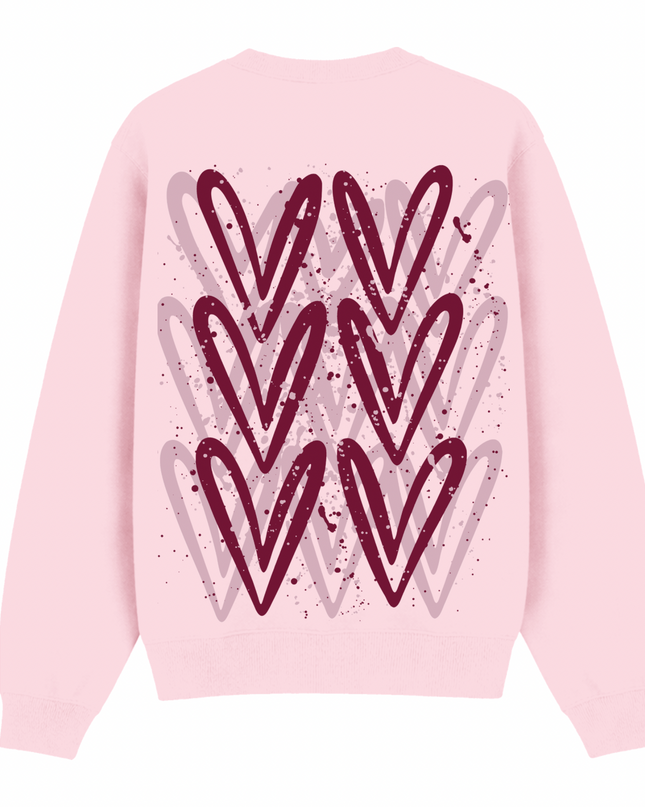 Burgundy Heart Printed Sweatshirt Kids
