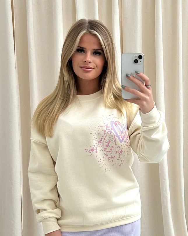 Pastel Leopard Heart Printed Sweatshirt Adults